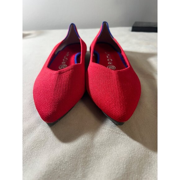 Rothys Red Pointed Toe Flats Size W10.5 EU41 Eco-Knit Washable Sustainable Women - Picture 5 of 7